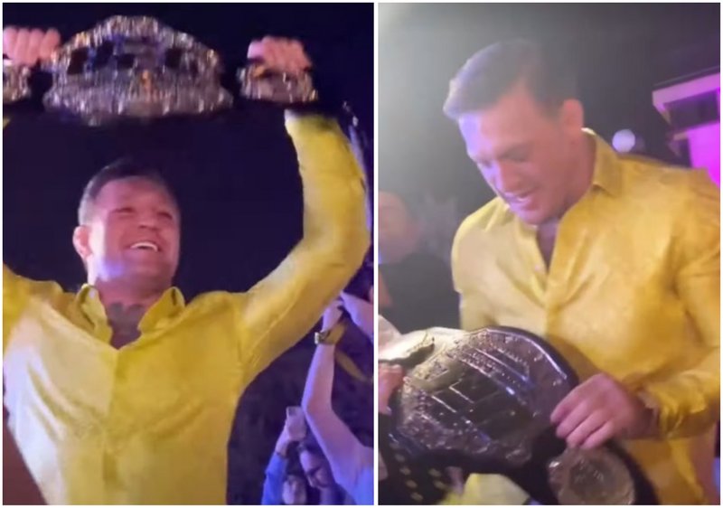 Конър Макгрегър купонясва и развява пояса на UFC в Абу Даби
