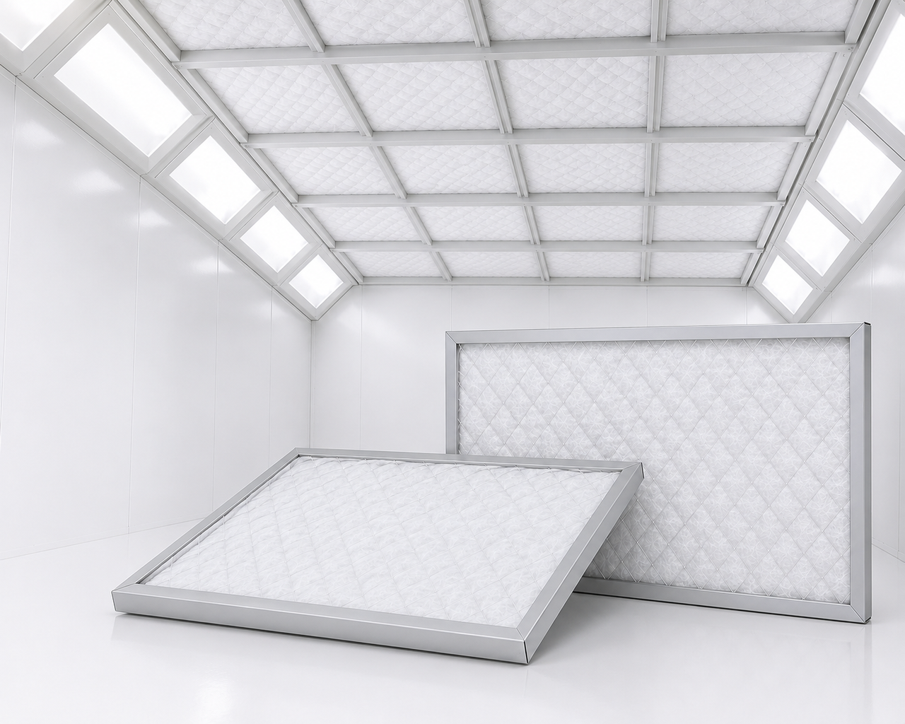 Paint Booth Roof and Ceiling Intake Filter installation