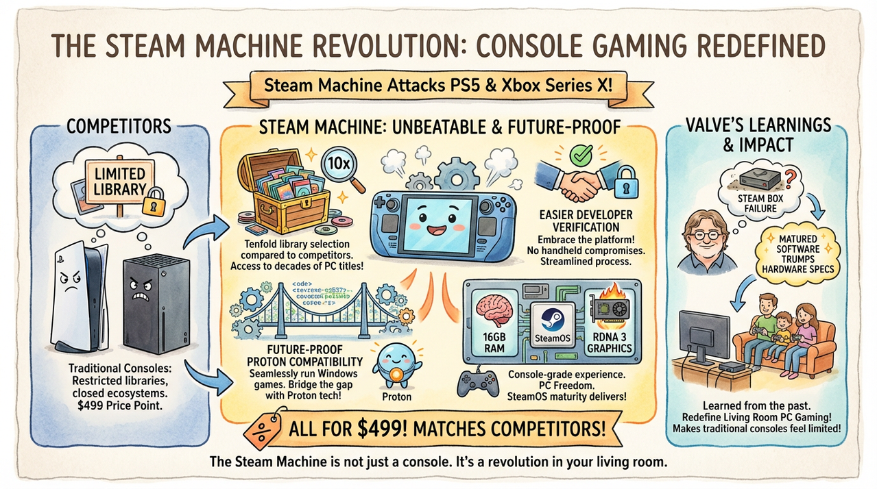 Modern living room gaming setup with Steam Machine console