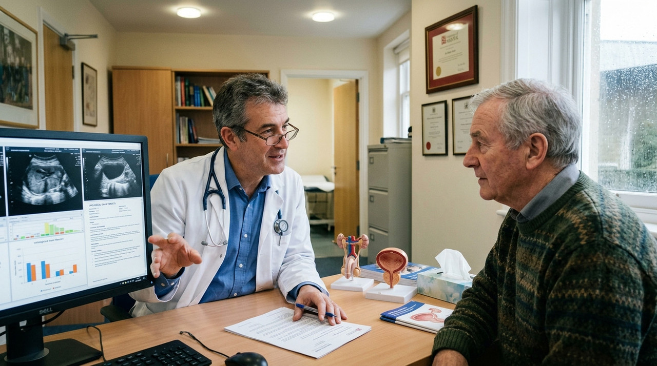 Врач консультирует пациента у монитора