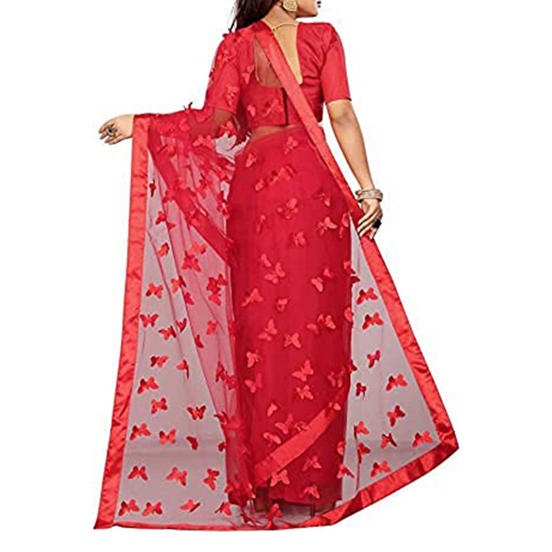 Women's Embroidered Fashionable Butterfly Pattern Saree Top Bolywood Readywear - Picture 15 of 33