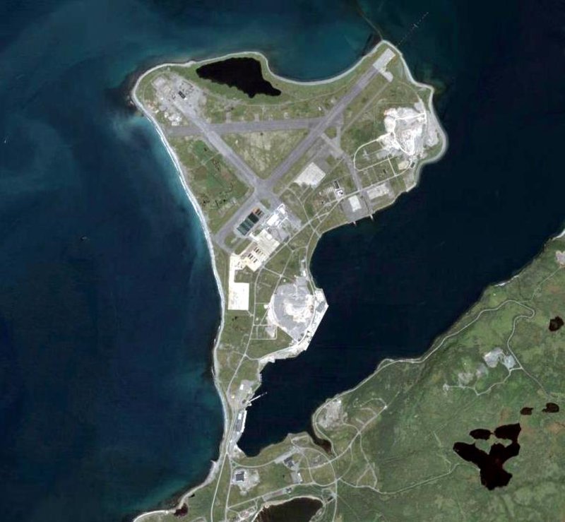 Vista de Argentia, localidad situada en una pequeña península en la bahía de Placentia Vista de Argentia, localidad situada en una pequeña península en la bahía de Placentia