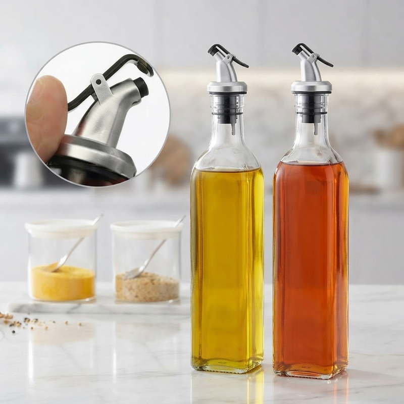 500ml Glass Oil Bottle 2-Piece Set for Kitchen Organization