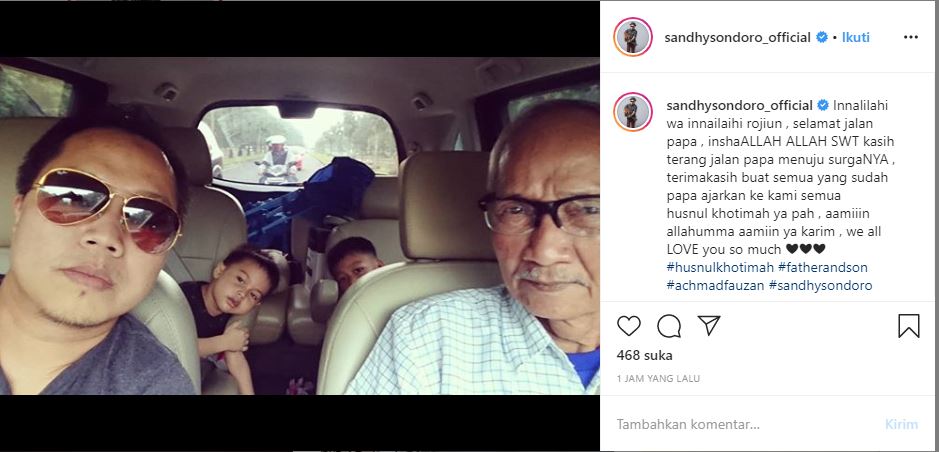 Ayahanda Sandhy Sondoro meninggal dunia