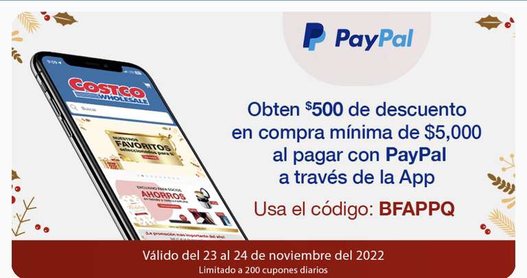 $500 de descuento al comprar en app Costco 
