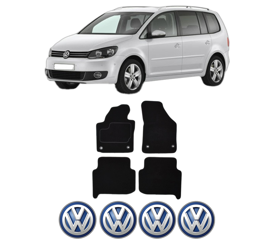 Set Covorase Presuri Volkswagen TOURAN VAN (1T3) din 2010-2015, Auto, Material Textil Mocheta, 4 Stickere auto cu Volkswagen