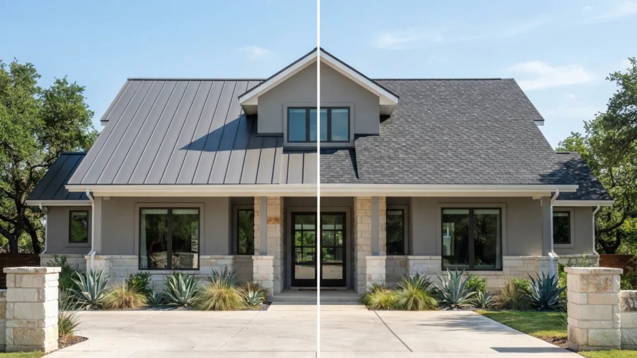 Metal roof versus asphalt shingles lifespan comparison San Antonio Texas
