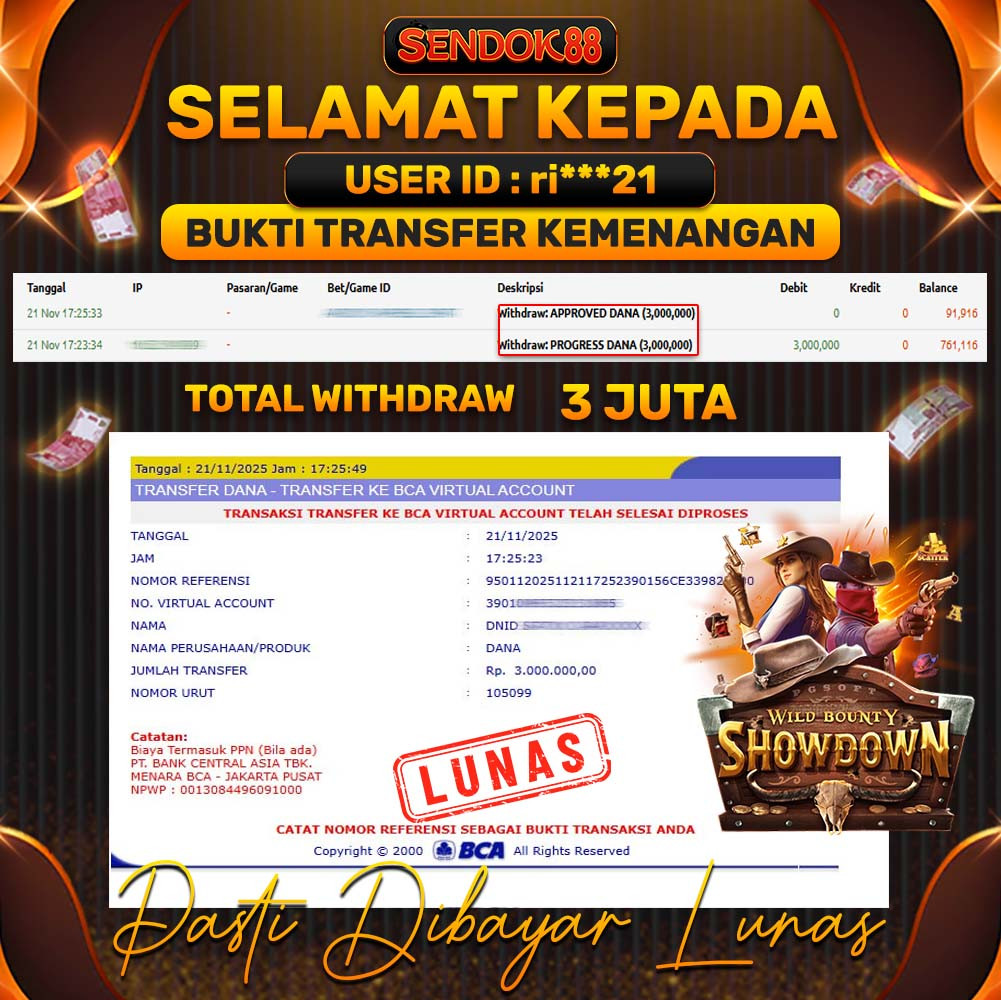 SENDOK88 JEPE! WILD BOUNTY SHOWDOWN Rp 3.000.000,- LUNAS!