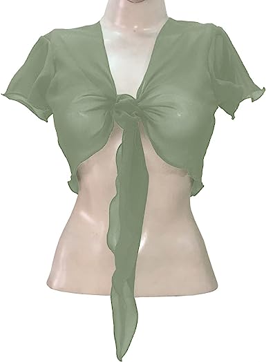 Women's Chiffon Choli Blouse Short Sleeve Tie Crop Top Shrug Belly Dance Gypsy - Bild 47 von 63