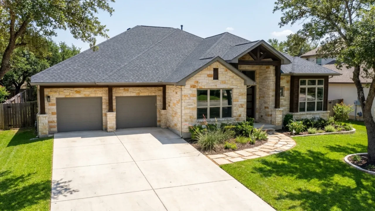Clean San Antonio home exterior after roof replacement completed