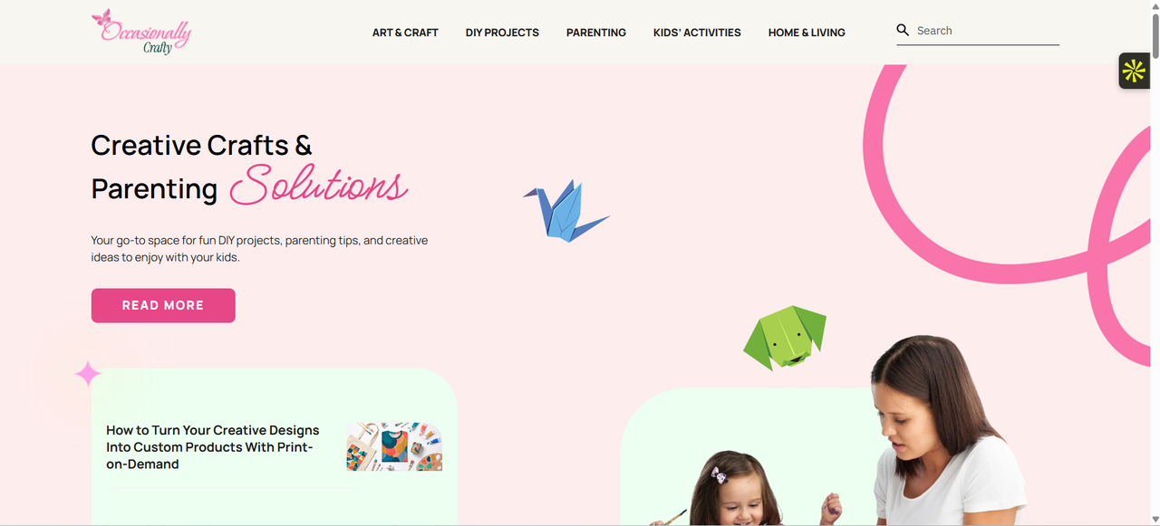 Screenshot of Occasionally Crafty