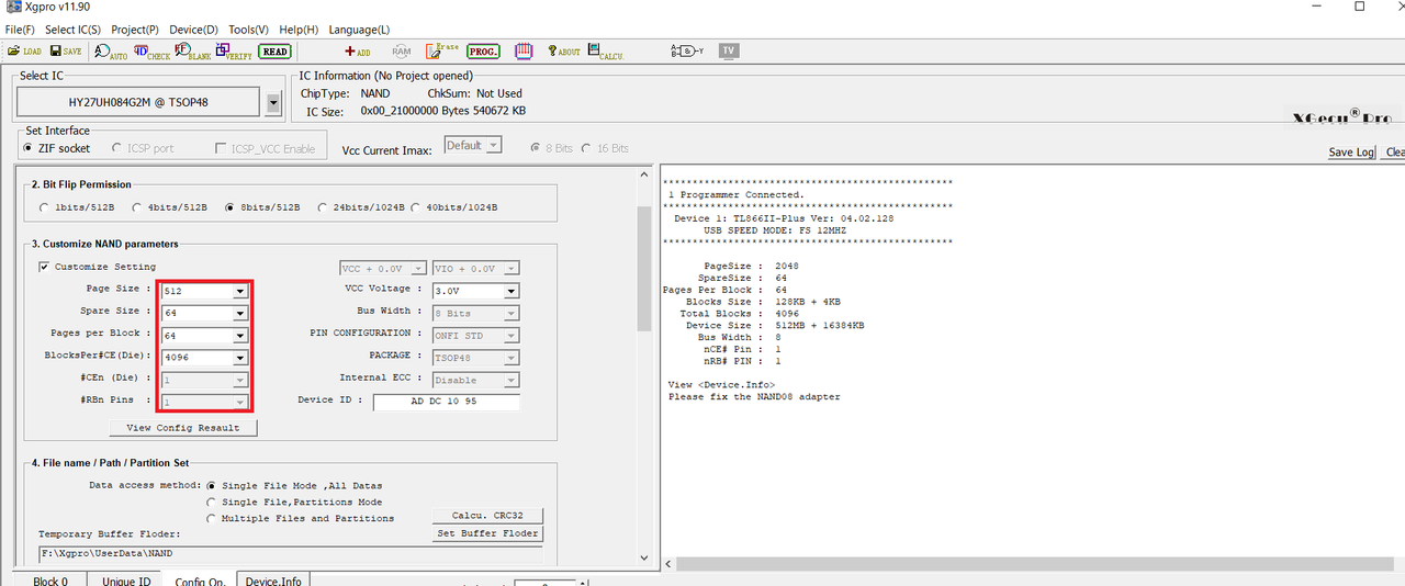 TL866II-HY27UF084G2B