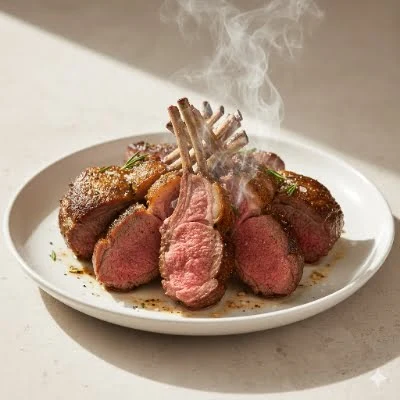 Lammfleischleisch Rezepte: Lammfleischfleisch auf einem Teller lecker angerichtet