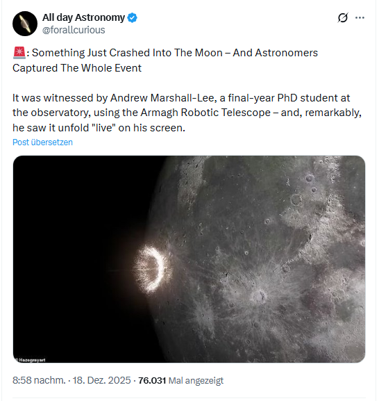 Einschlag auf dem Mond