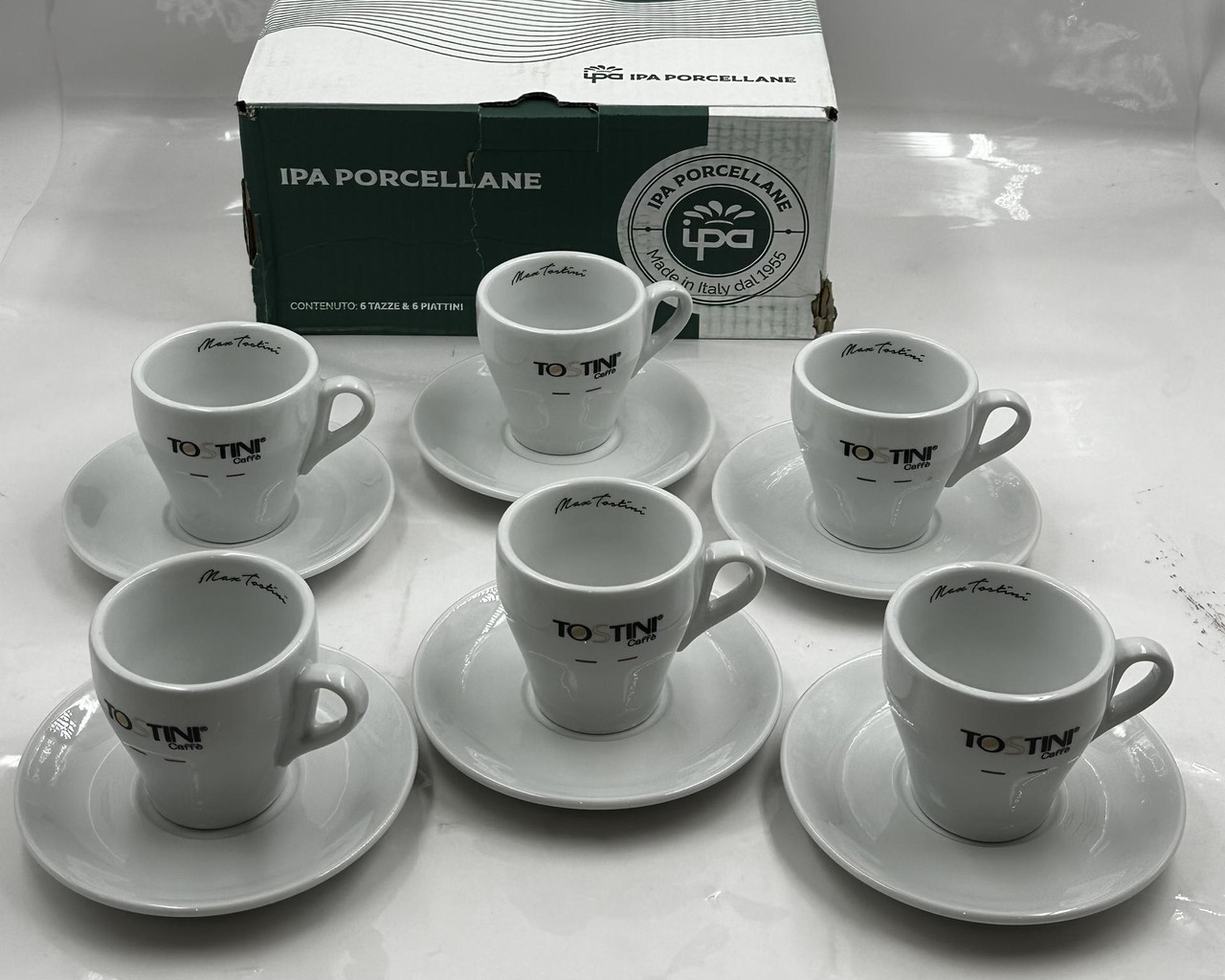 IPA PORCELLANE PORCELAIN MAX TOSTINI NAPOLI COFFEE CUPS 6 CUPS SIX SAUCERS CAFFE
