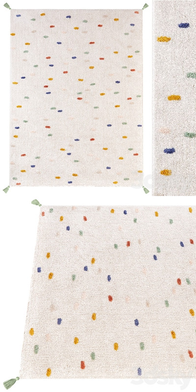 Polka dot carpet with pompoms Zara Home Colored Polka Dot Pompom