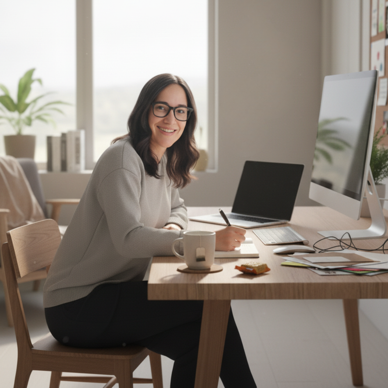 Mujer profesional trabajando en una laptop