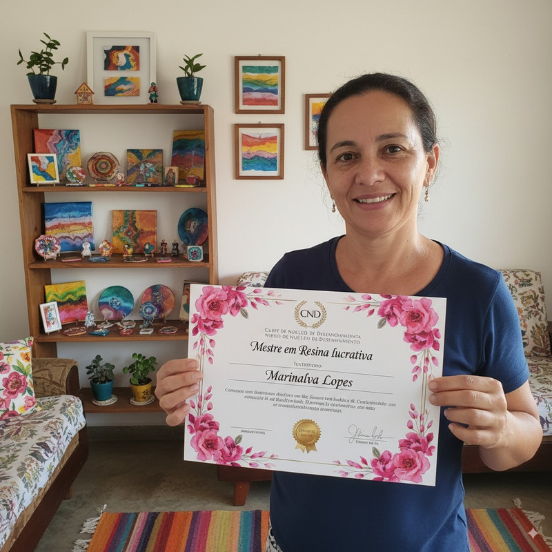 Aluna Marinalva Lopes com certificado