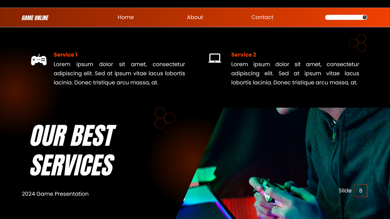 Orange and Black Gradient Bold Game Presentation