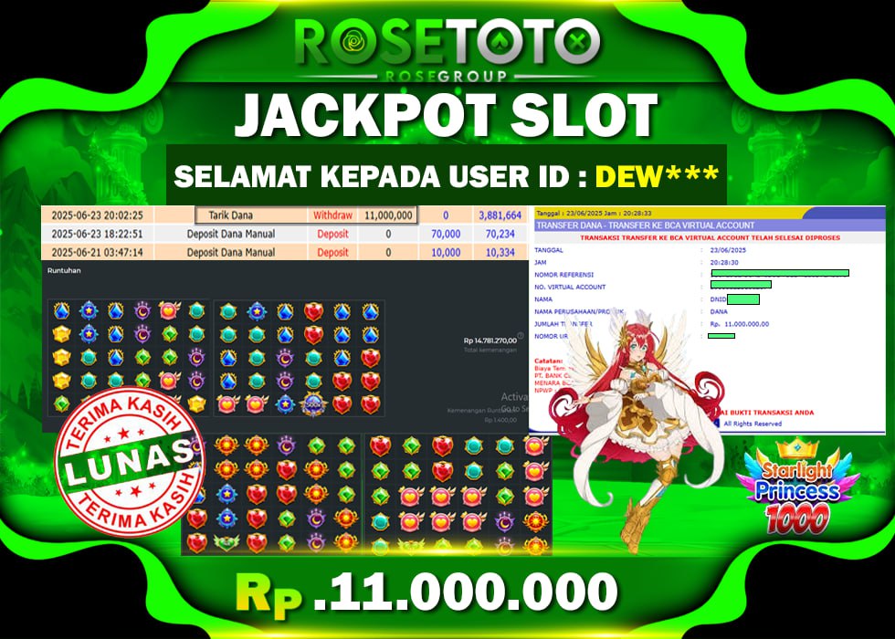 ROSETOTO JACKPOT SLOT STARLIGHT PRINCESS 1000 Rp.11.000.000.,- LUNAS