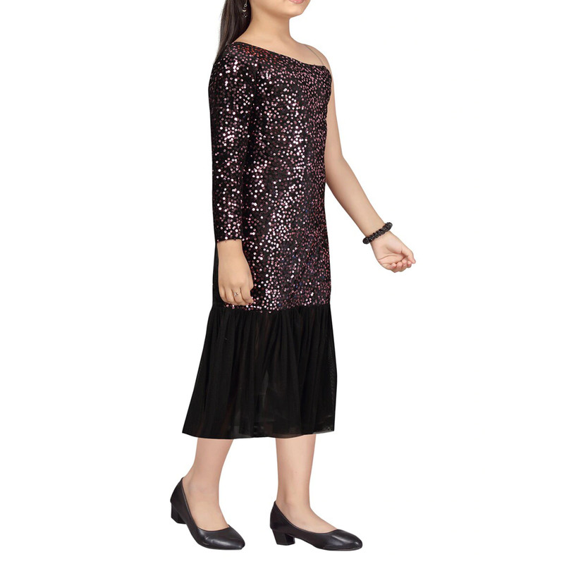 Kids Girls Bodycon Midi Dress Long Sleeves Fancy Frocks Festival Party Dresses - Picture 7 of 12