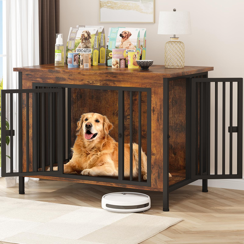EasyCom Dog Crate Furniture 39.96-Inch Brown