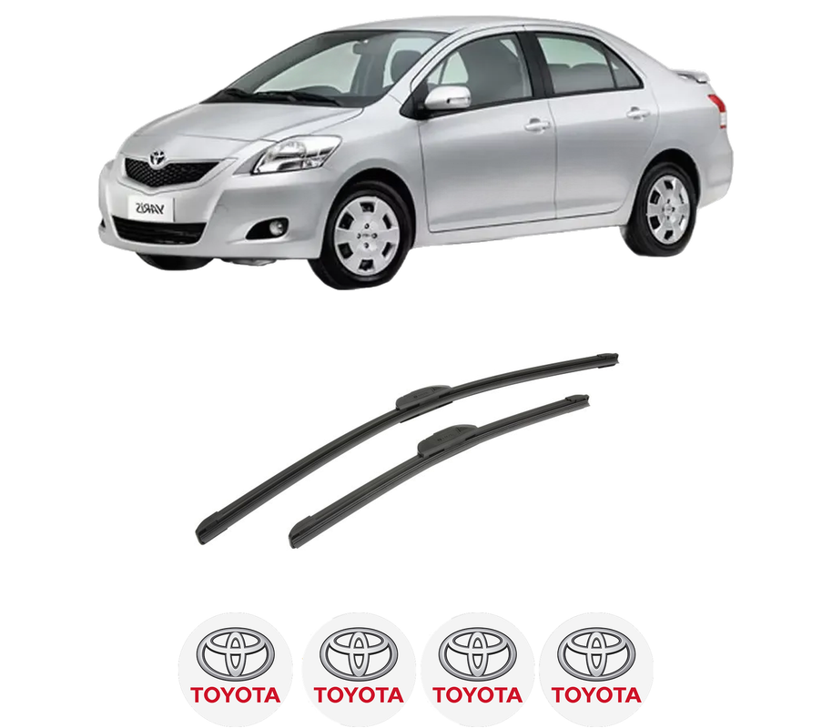 Set stergatoare auto TOYOTA YARIS / VIOS Saloon (_P9_) din 2005-2013, pentru parbriz auto, 2 bucati, Bosch Aerotwin Retrofit, din cauciuc siliconat rezistent, 4 Stickere Auto TOYOTA