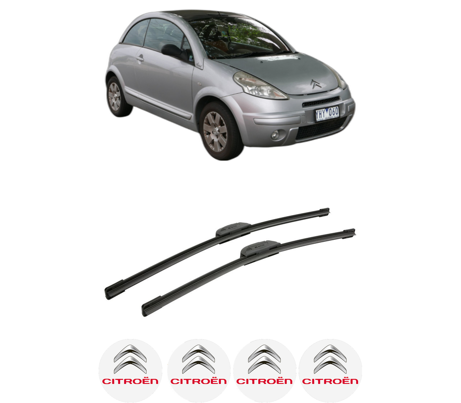 Set stergatoare auto CITROEN C3 Pluriel (HB_) din 2003-2004, pentru parbriz auto, 2 bucati, Bosch Aerotwin Retrofit, din cauciuc siliconat rezistent, 4 Stickere Auto CITROEN