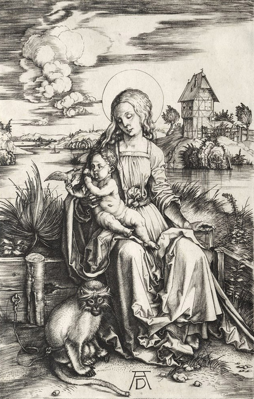 Madonna z dzieciatkiem i malpka