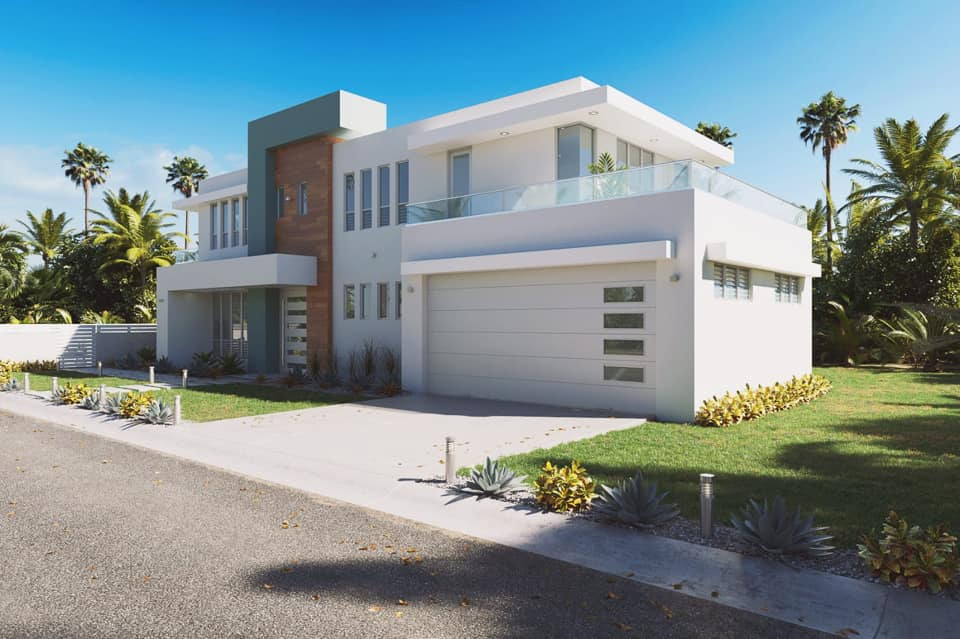 Render 3D de residencia moderna en Puerto Rico