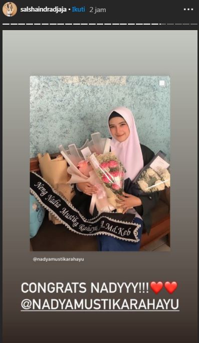 Salshadilla tulis ucapan selamat untuk Nadya