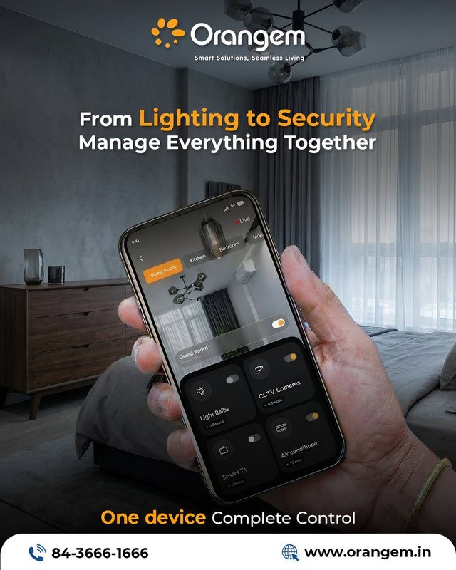 One click Total control Orangem brings automatic lighting and smart security together for