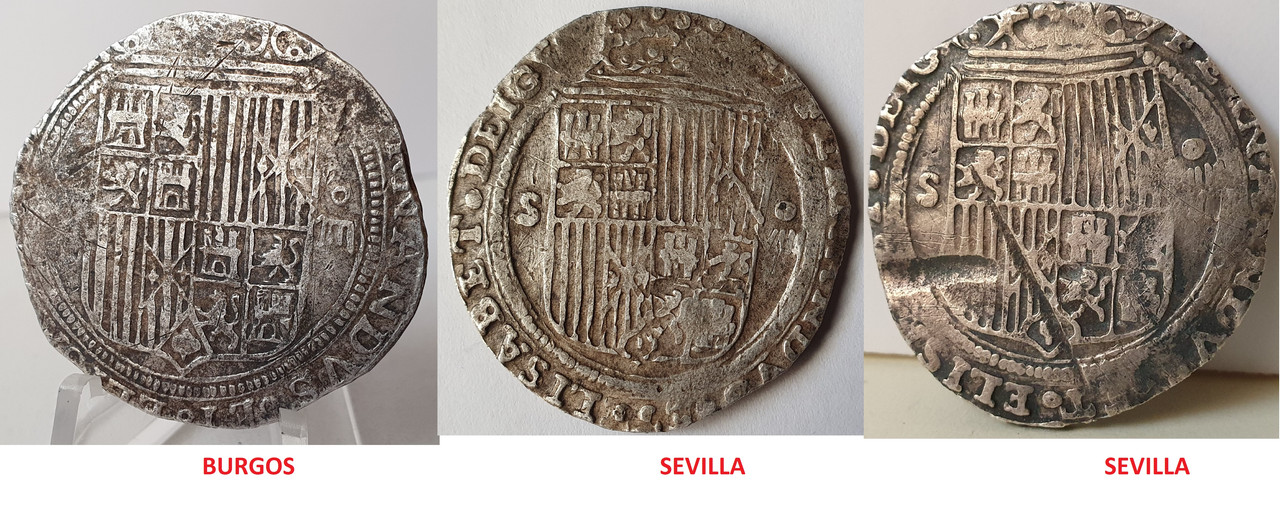 Inesperados 8 Reales de los Reyes Católicos de Sevilla COMPARATIVA-3-REVERSOS-8-REALES