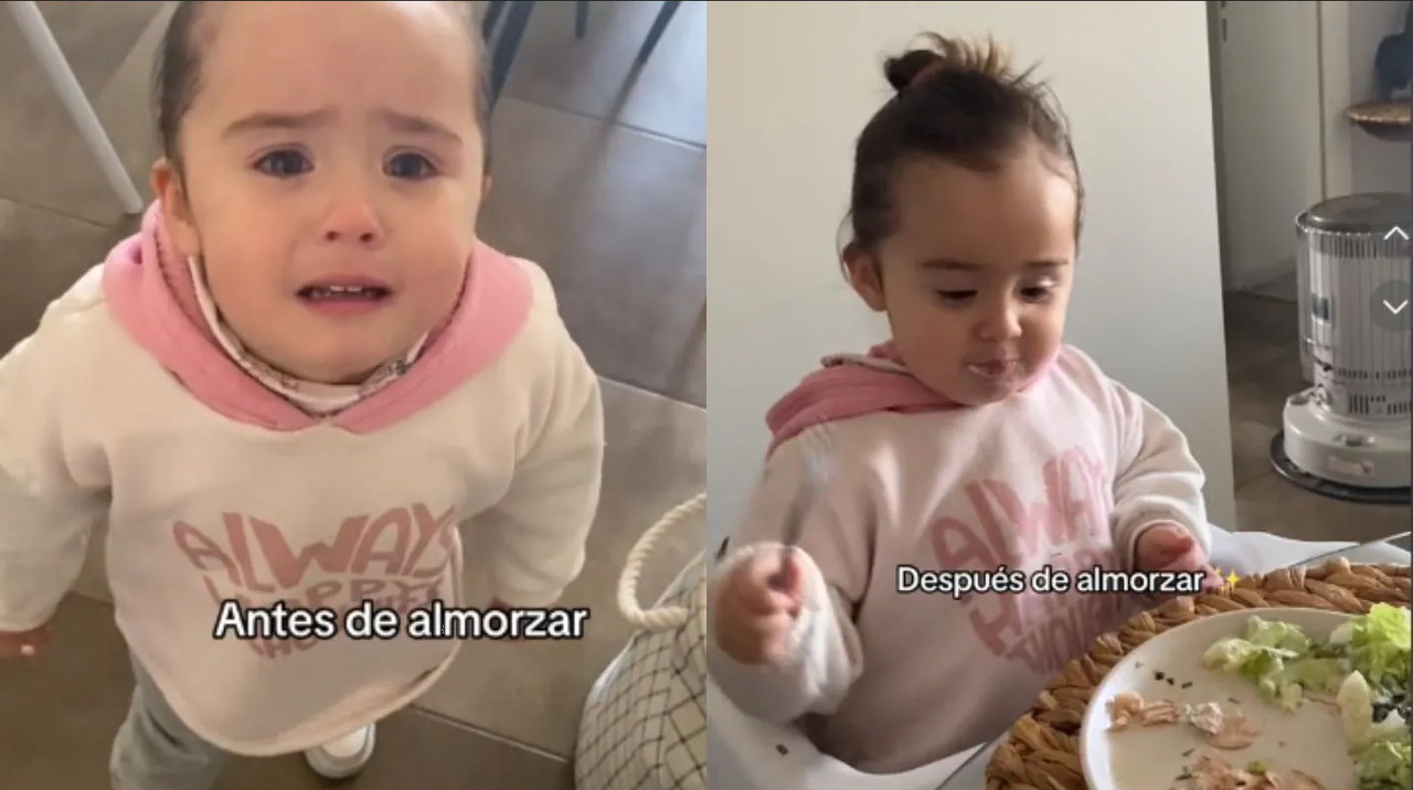 Niñita se hace viral, así reaccionó antes y después de comer