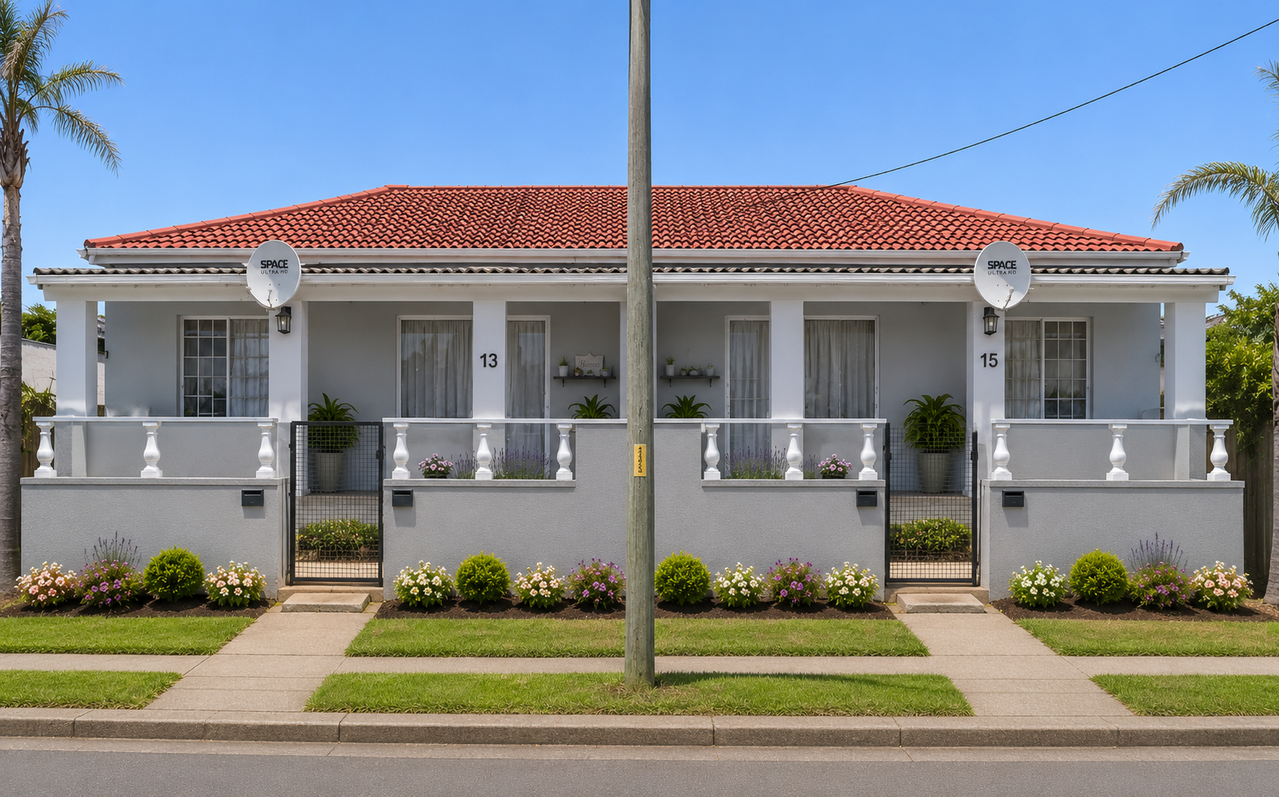 Sandow Properties home exterior at golden hour