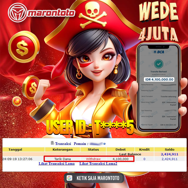 Bukti Kemenangan Member Marontoto Sebesar 4 JUTA