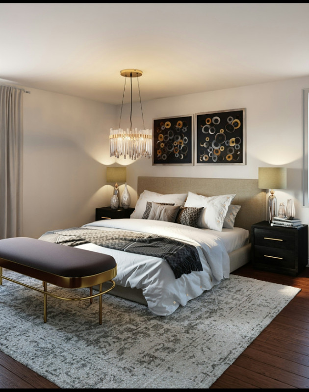 Tufted velvet king bed - luxury bedroom