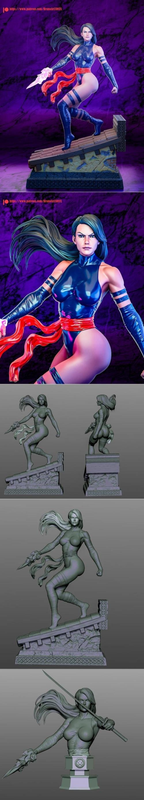 Psylocke and Bust – 3D Print