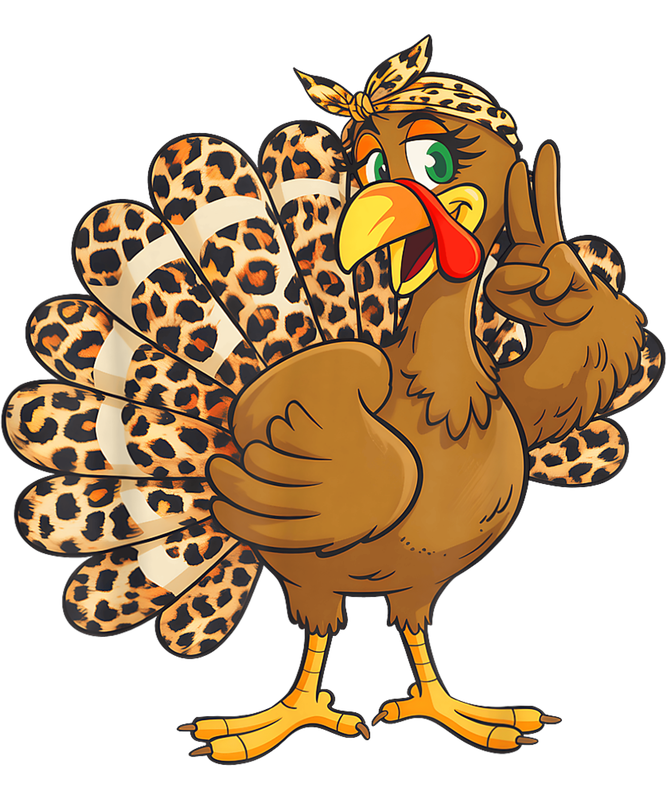 Thanksgiving Turkey Leopard Cute Turkey Women Girls Kid T Shirt