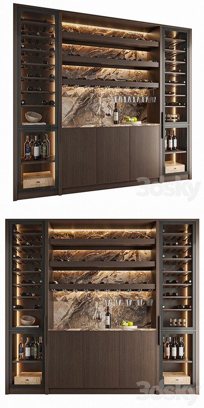 Wine Cabinet With Glasses & Decoration 003