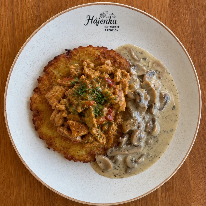 Potato Pancake with Chicken Mixture