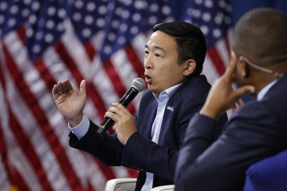 Andrew Yang taking about his policies