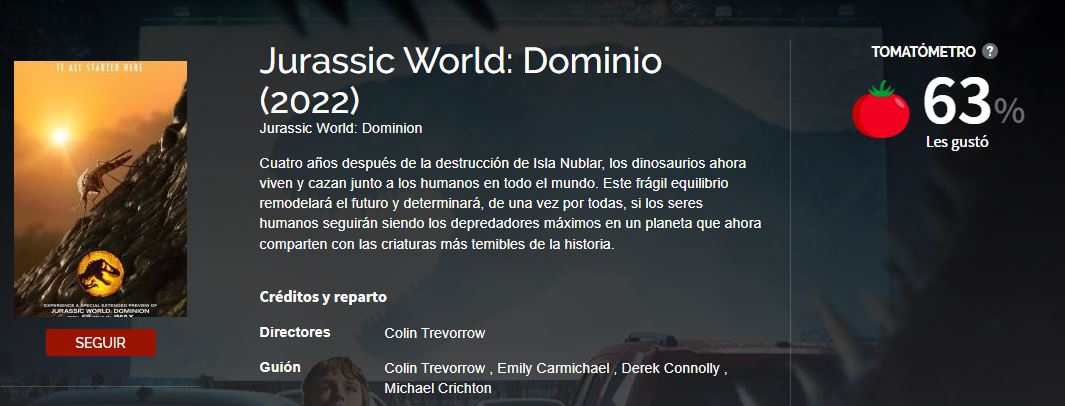 Jurassic World: Dominion ya tiene calificación por parte de la crítica