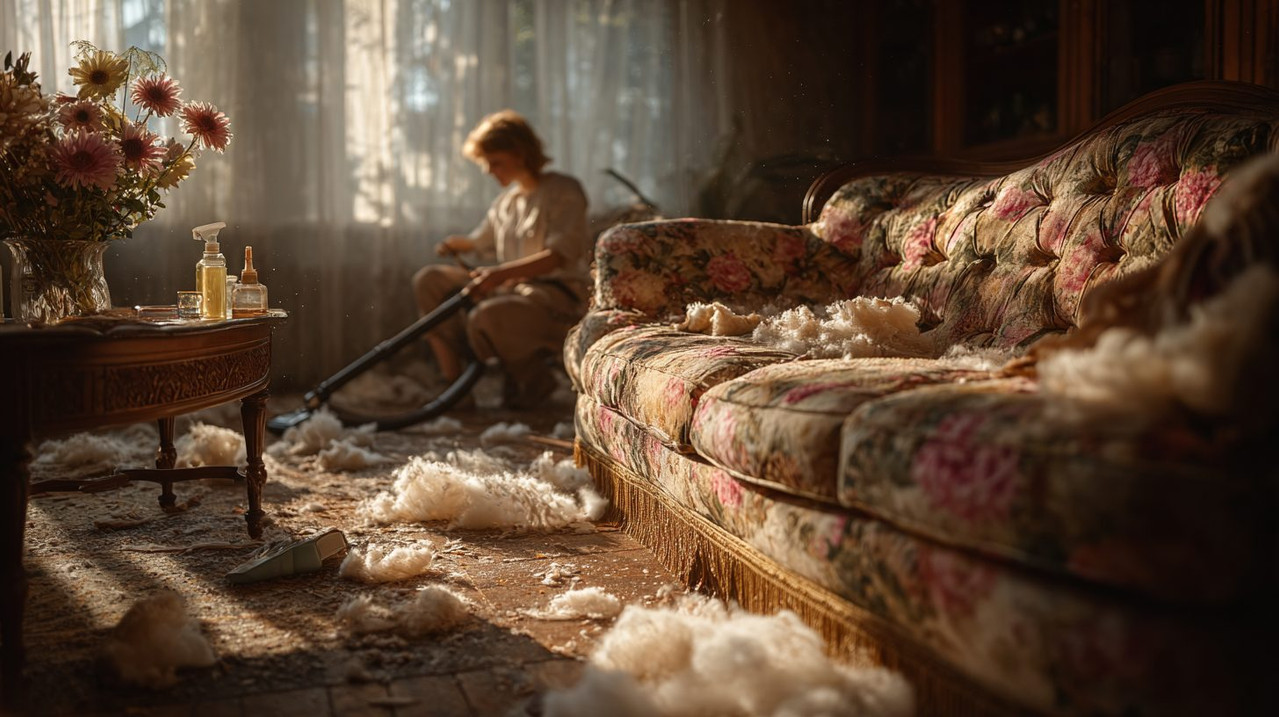 Уборка гостиной: пыль под мебелью и чистка обивки