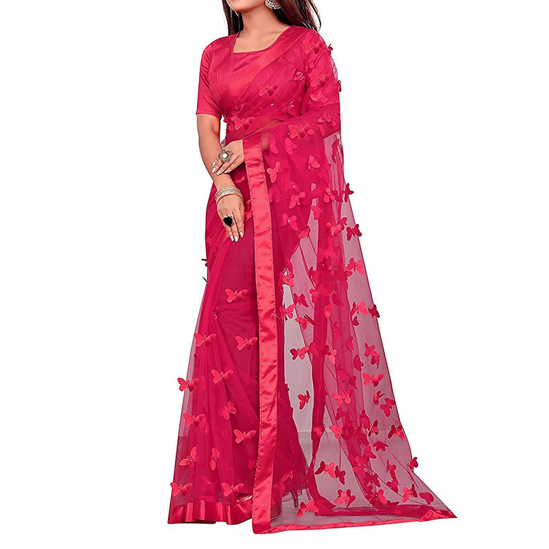 Women's Embroidered Fashionable Butterfly Pattern Saree Top Bolywood Readywear - Picture 11 of 33