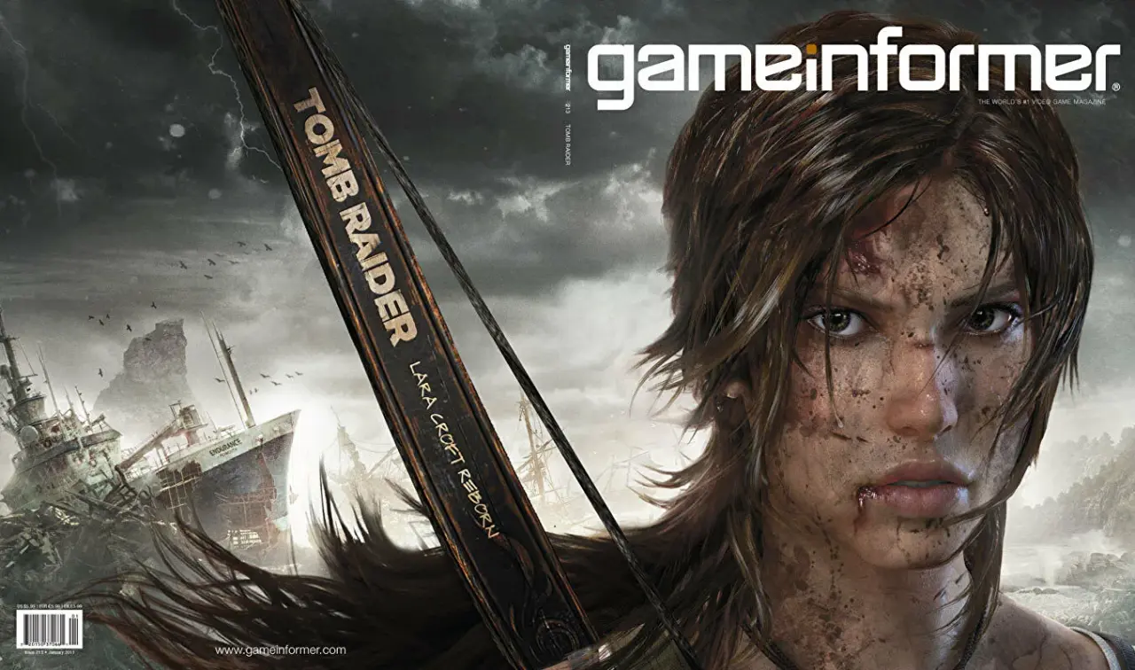 Revista número 213 de Game Informer en 2010 mostrando a Lara Croft en la portada