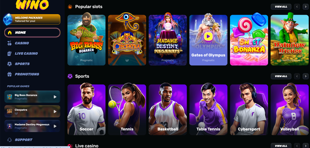 Wino Casino Screenshot 2