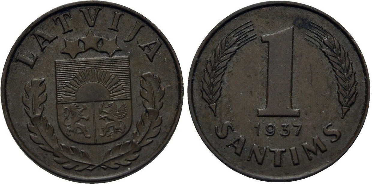 1 Santims de la 1ª República de Letonia. 1937. Riga 1-santim-1937-Letonia