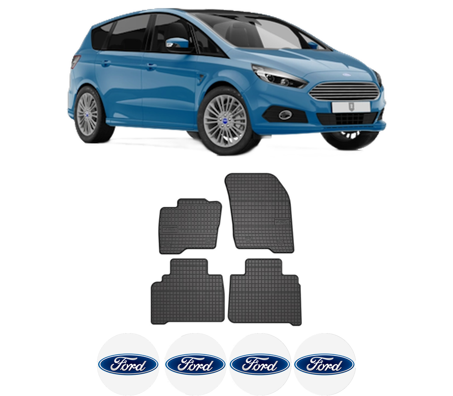 Set covorase presuri FORD GALAXY III (CK) din 2015-2018, auto, din cauciuc thermoplastic, 4 Stickere auto cu FORD