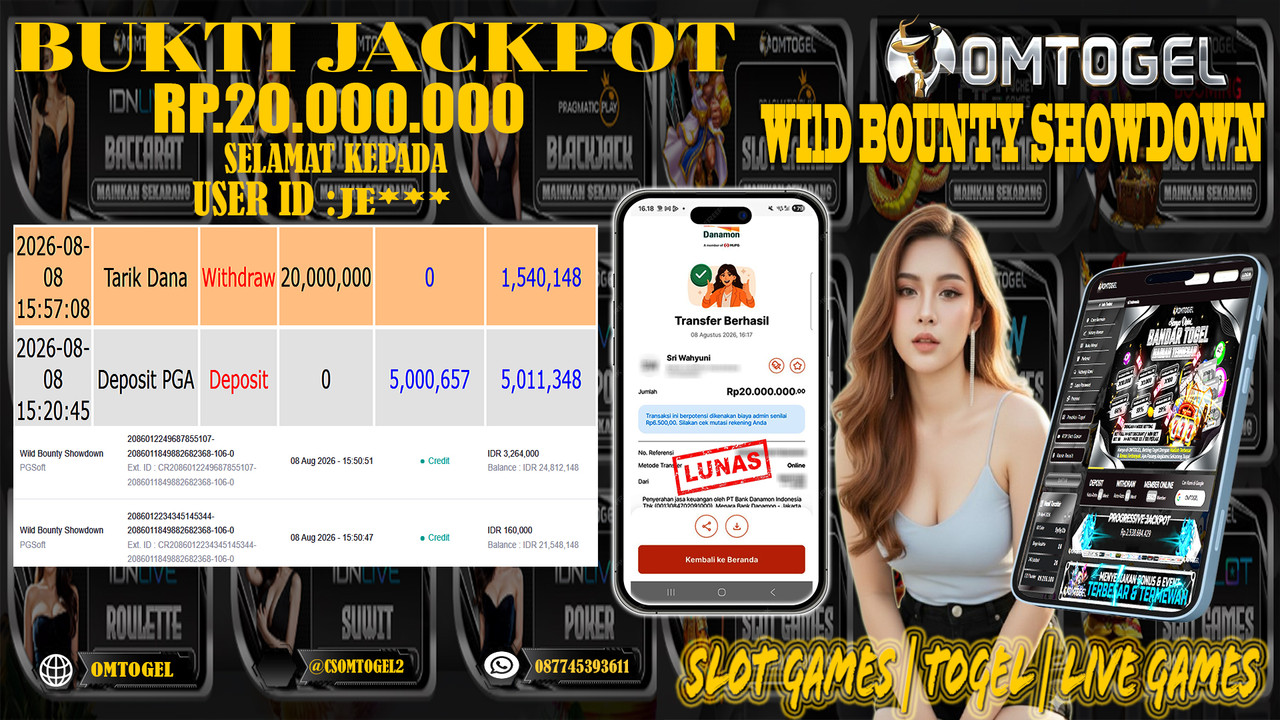 OMTOGEL JACKPOT PG SOFT WILD BOUNTY SHOWDWON  Rp,20,000,000,- DIBAYAR LUNAS